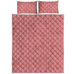 Red And White Glen Plaid Print Quilt Bed Set