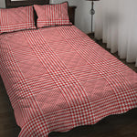 Red And White Glen Plaid Print Quilt Bed Set