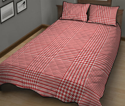Red And White Glen Plaid Print Quilt Bed Set