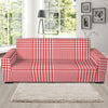 Red And White Glen Plaid Print Sofa Slipcover