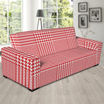 Red And White Glen Plaid Print Sofa Slipcover