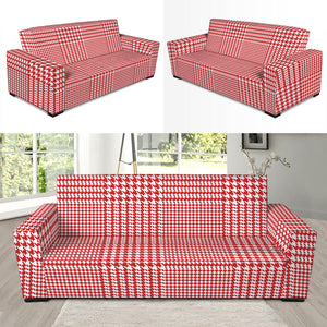 Red And White Glen Plaid Print Sofa Slipcover