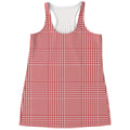 Red And White Glen Plaid Print Women's Racerback Tank Top