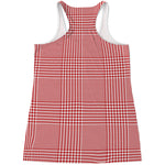 Red And White Glen Plaid Print Women's Racerback Tank Top