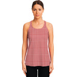 Red And White Glen Plaid Print Women's Racerback Tank Top