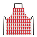 Red And White Harlequin Pattern Print Apron