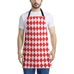 Red And White Harlequin Pattern Print Apron