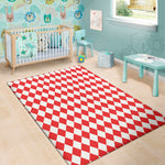 Red And White Harlequin Pattern Print Area Rug