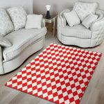 Red And White Harlequin Pattern Print Area Rug
