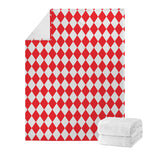 Red And White Harlequin Pattern Print Blanket