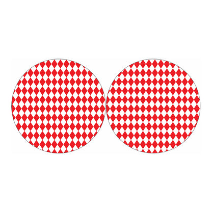 Red And White Harlequin Pattern Print Car Coasters