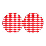 Red And White Harlequin Pattern Print Car Coasters