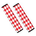 Red And White Harlequin Pattern Print Car Seat Belt Covers
