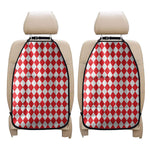 Red And White Harlequin Pattern Print Car Seat Organizers