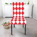 Red And White Harlequin Pattern Print Dining Chair Slipcover