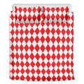 Red And White Harlequin Pattern Print Duvet Cover Bedding Set