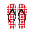 Red And White Harlequin Pattern Print Flip Flops
