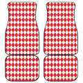 Red And White Harlequin Pattern Print Front and Back Car Floor Mats