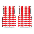 Red And White Harlequin Pattern Print Front Car Floor Mats