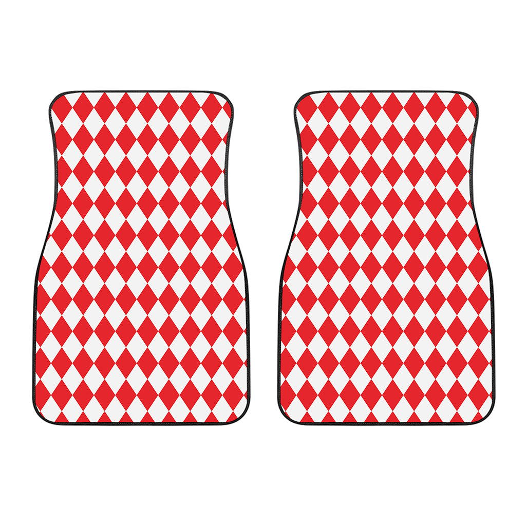 Red And White Harlequin Pattern Print Front Car Floor Mats