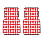 Red And White Harlequin Pattern Print Front Car Floor Mats