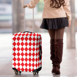 Red And White Harlequin Pattern Print Luggage Cover