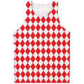 Red And White Harlequin Pattern Print Men's Tank Top
