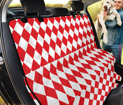 Red And White Harlequin Pattern Print Pet Car Back Seat Cover