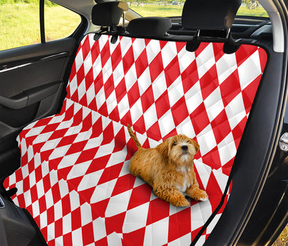 Red And White Harlequin Pattern Print Pet Car Back Seat Cover