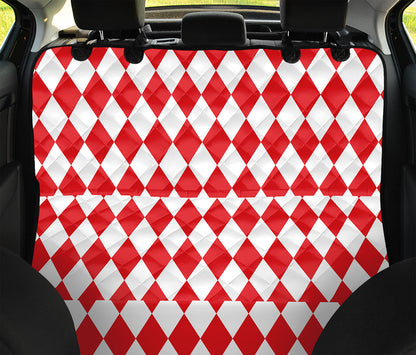 Red And White Harlequin Pattern Print Pet Car Back Seat Cover