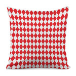 Red And White Harlequin Pattern Print Pillow Cover