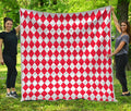 Red And White Harlequin Pattern Print Quilt
