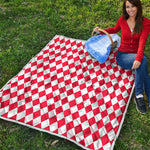 Red And White Harlequin Pattern Print Quilt