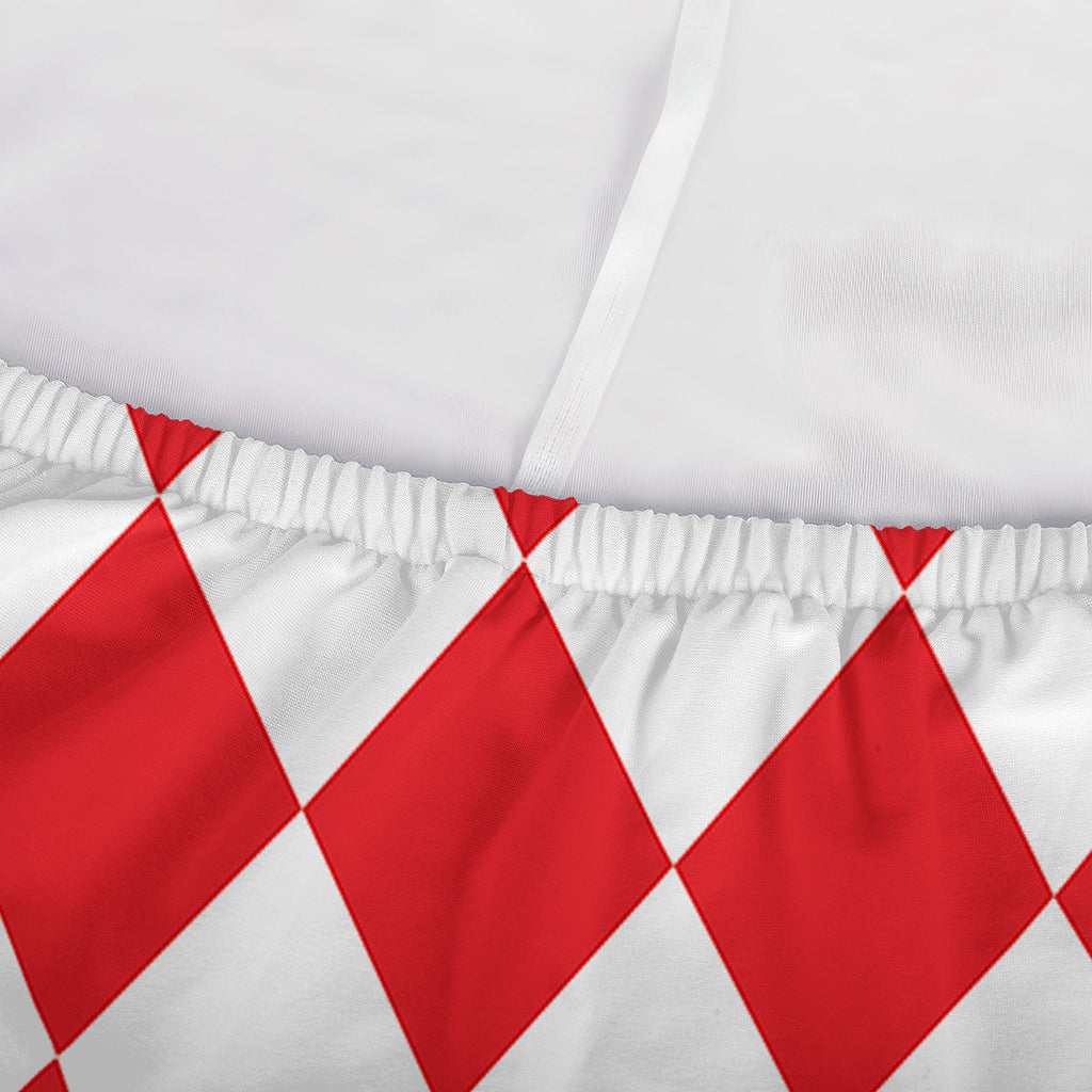 Red And White Harlequin Pattern Print Sofa Cover