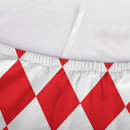 Red And White Harlequin Pattern Print Sofa Cover