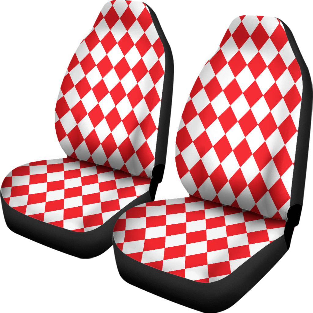 Red And White Harlequin Pattern Print Universal Fit Car Seat Covers