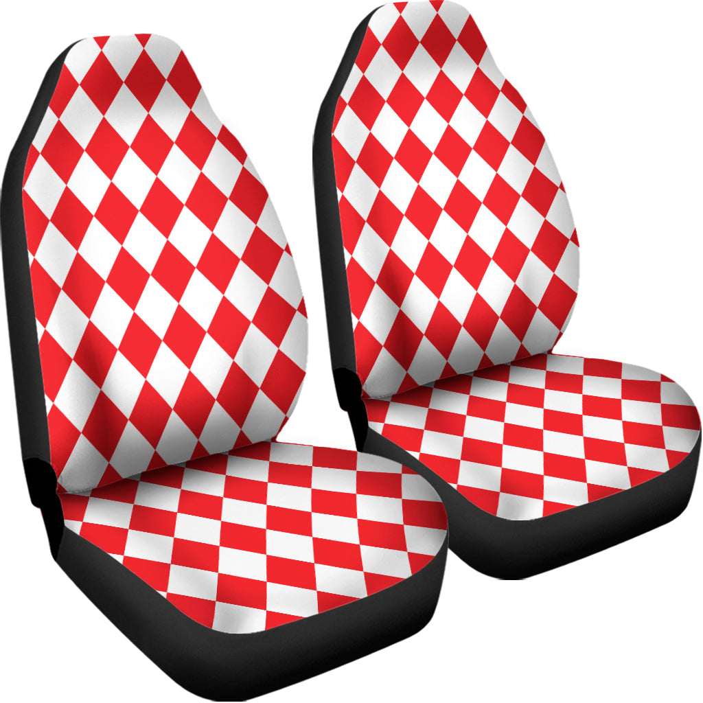 Red And White Harlequin Pattern Print Universal Fit Car Seat Covers