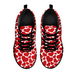Red And White Heart Pattern Print Black Sneakers