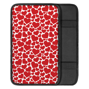 Red And White Heart Pattern Print Car Center Console Cover