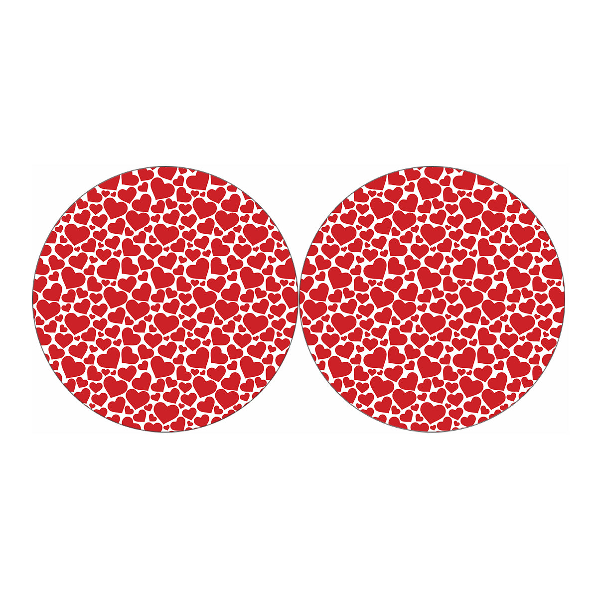 Red And White Heart Pattern Print Car Coasters