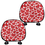 Red And White Heart Pattern Print Car Headrest Covers