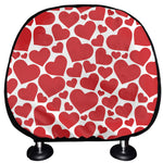 Red And White Heart Pattern Print Car Headrest Covers