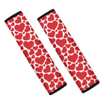 Red And White Heart Pattern Print Car Seat Belt Covers