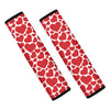 Red And White Heart Pattern Print Car Seat Belt Covers