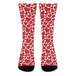 Red And White Heart Pattern Print Crew Socks