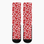 Red And White Heart Pattern Print Crew Socks