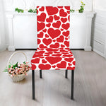 Red And White Heart Pattern Print Dining Chair Slipcover