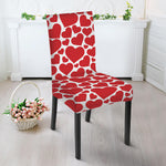 Red And White Heart Pattern Print Dining Chair Slipcover