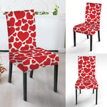 Red And White Heart Pattern Print Dining Chair Slipcover