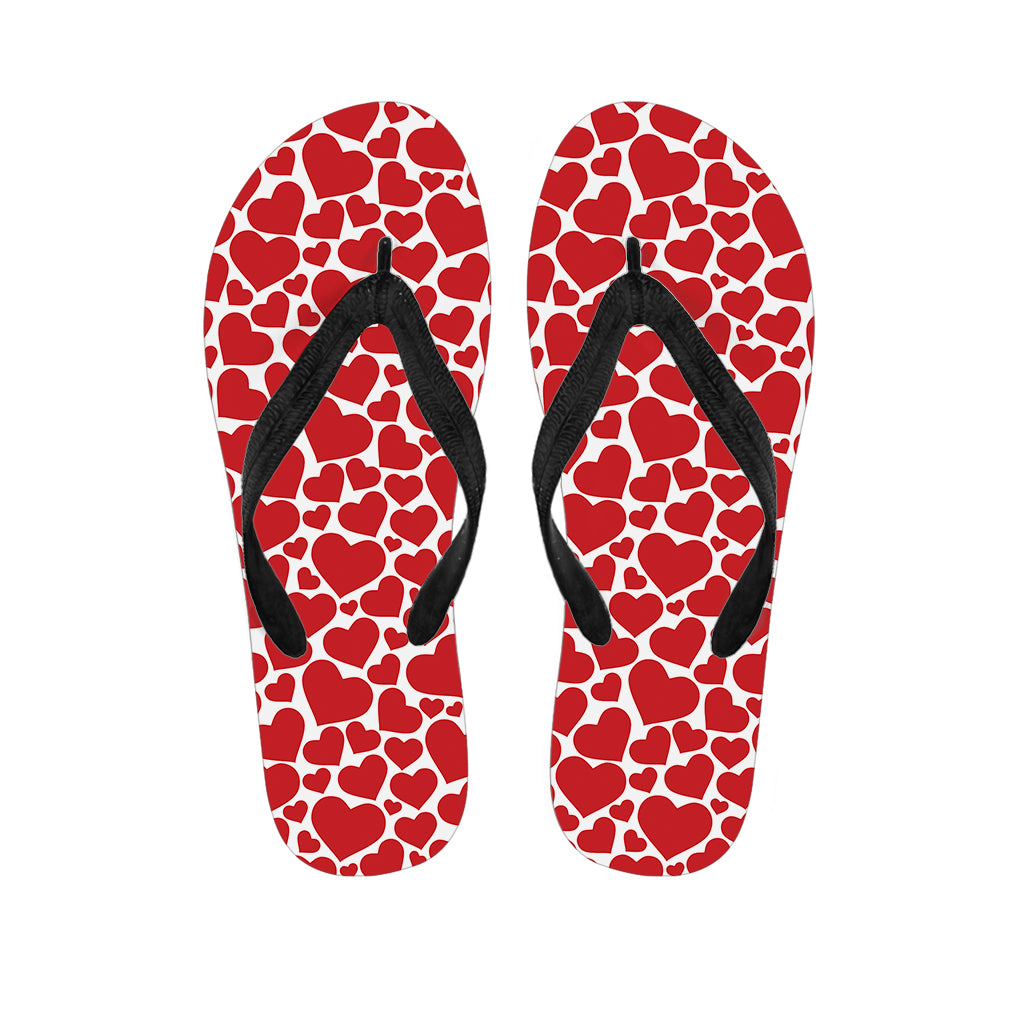Red And White Heart Pattern Print Flip Flops